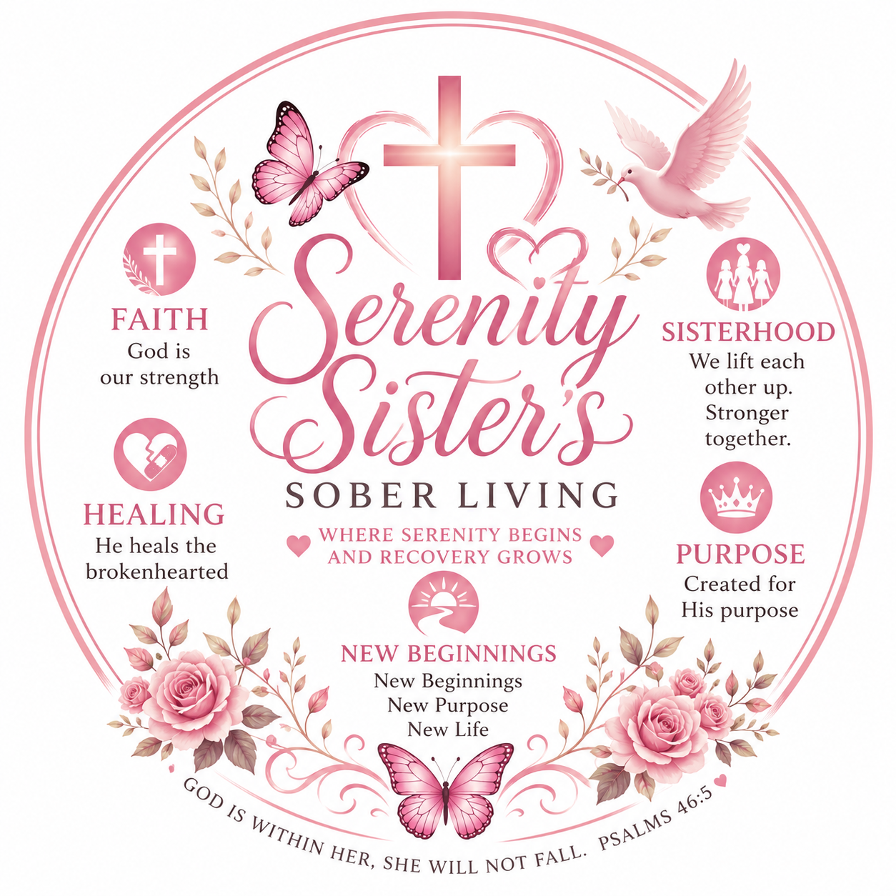 The welcoming interior of Serenity Sisters sober living home